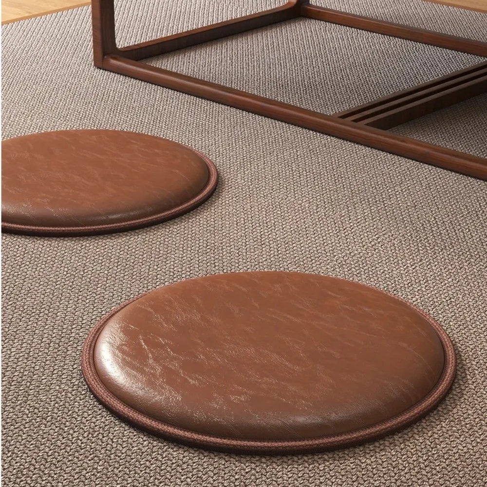 Round Leather Seat Cushion – Non-Slip Waterproof Zafu Pad