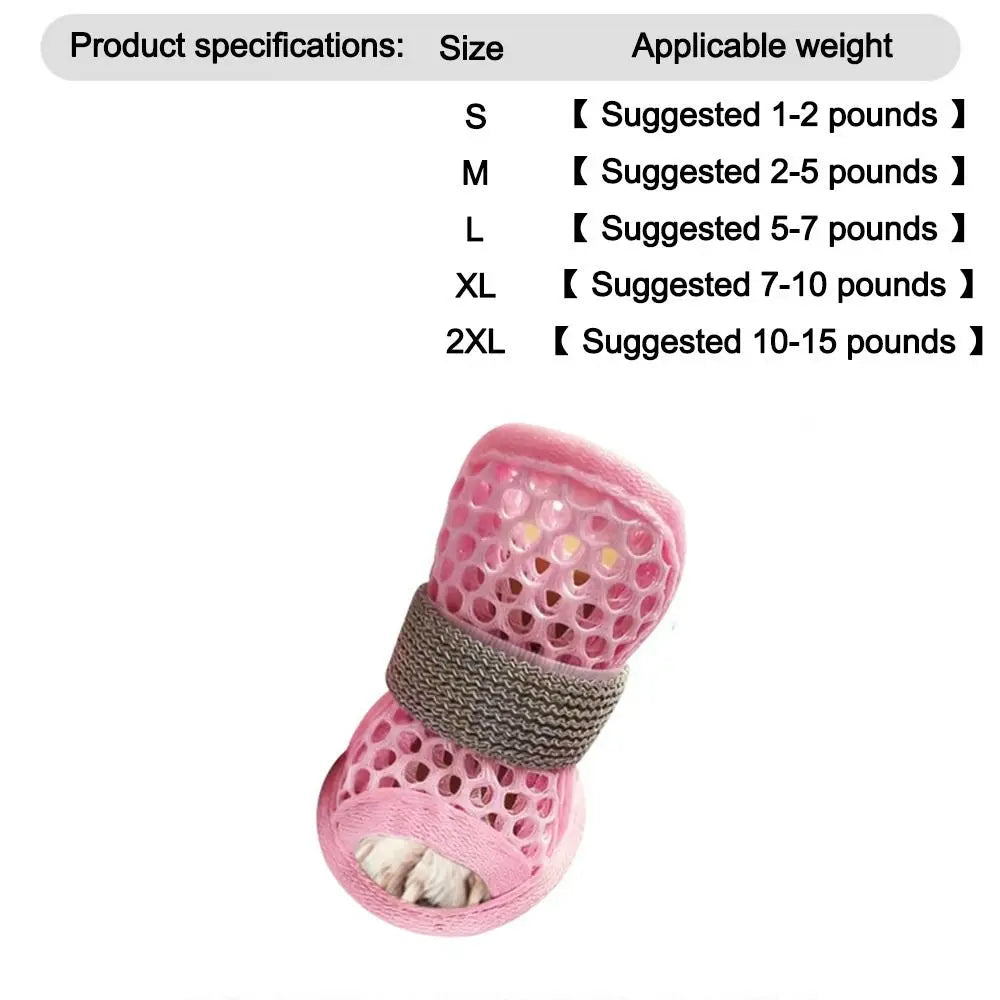 4-Pack Mesh Dog Shoes – Breathable Non-Slip Summer Boots