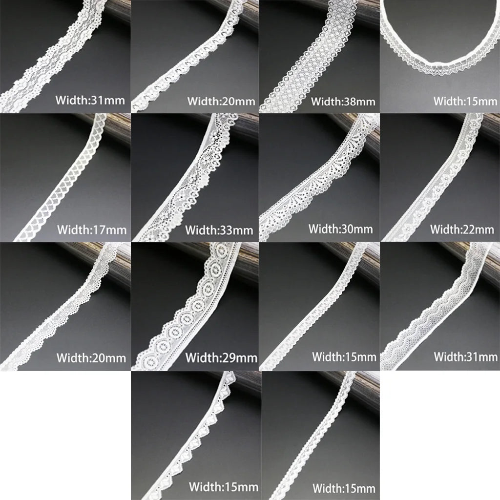 5-Meter White Elastic Lace Trim 25mm – DIY Sewing & Crafts