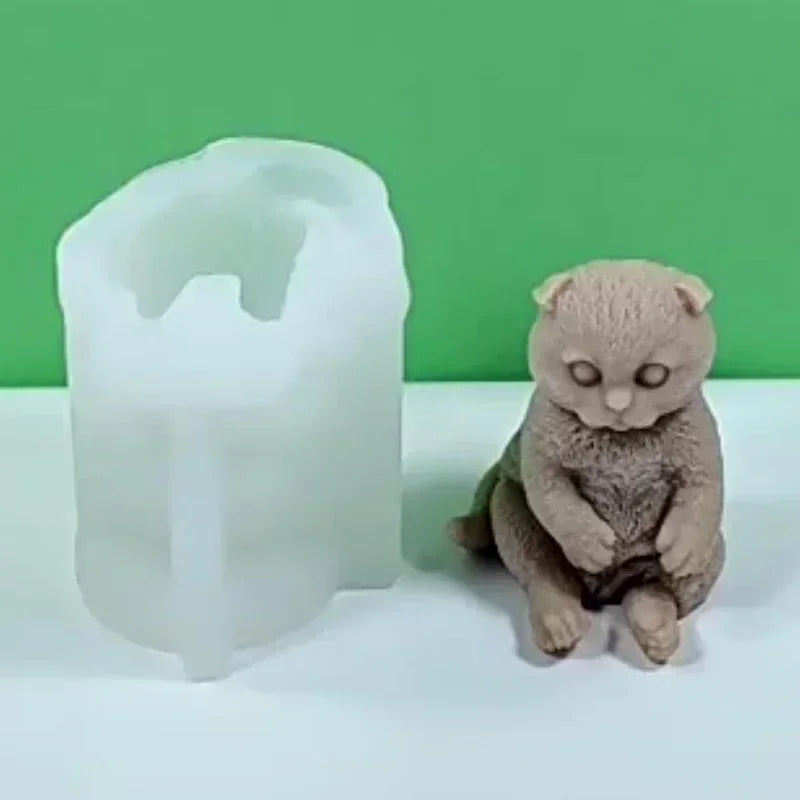 3D Seated Cat Silicone Mould – DIY Candle, Resin & Soap