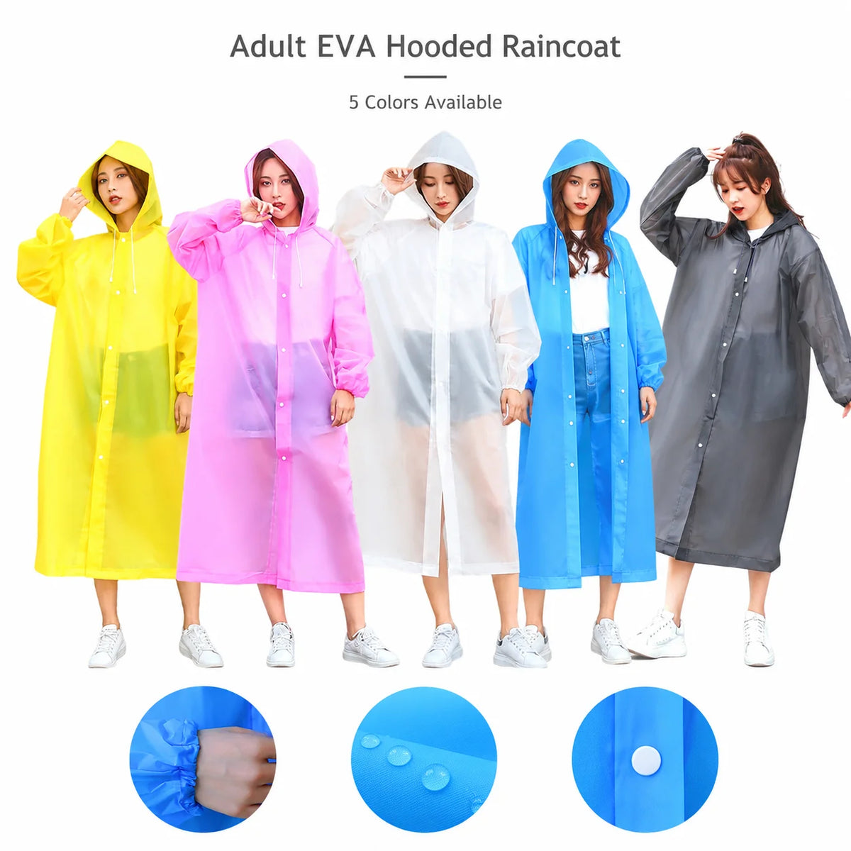2-Pack Reusable EVA Raincoat Ponchos – Waterproof Hooded Outdoor
