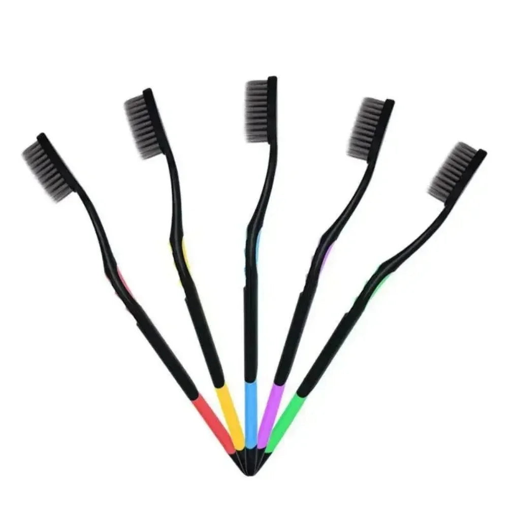 10-Pack Bamboo Charcoal Soft Bristle Toothbrush Set