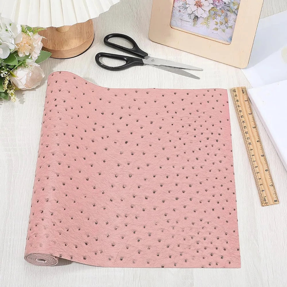 Pink Ostrich PU Leather Sheet 53x12 In – DIY Craft Fabric Roll