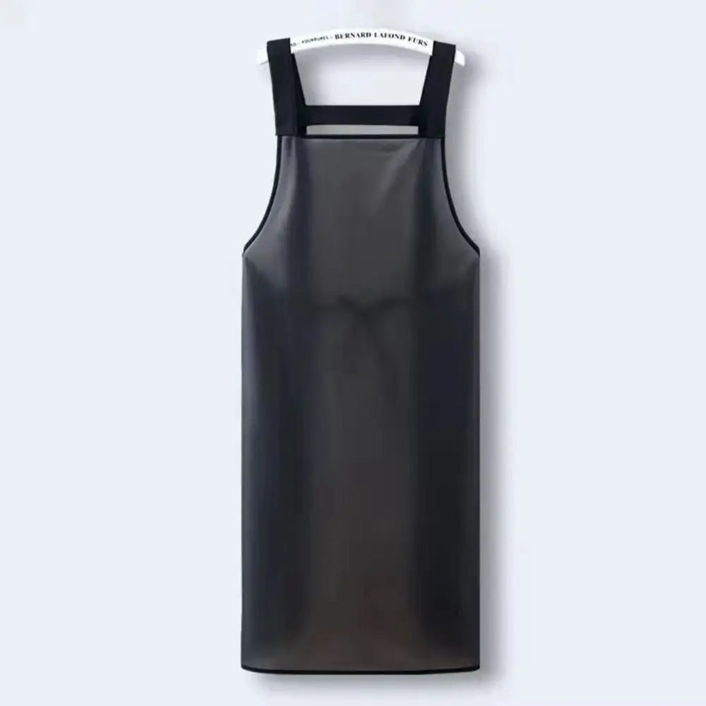 PVC Waterproof Kitchen Apron – Transparent Black, Oil-Resistant