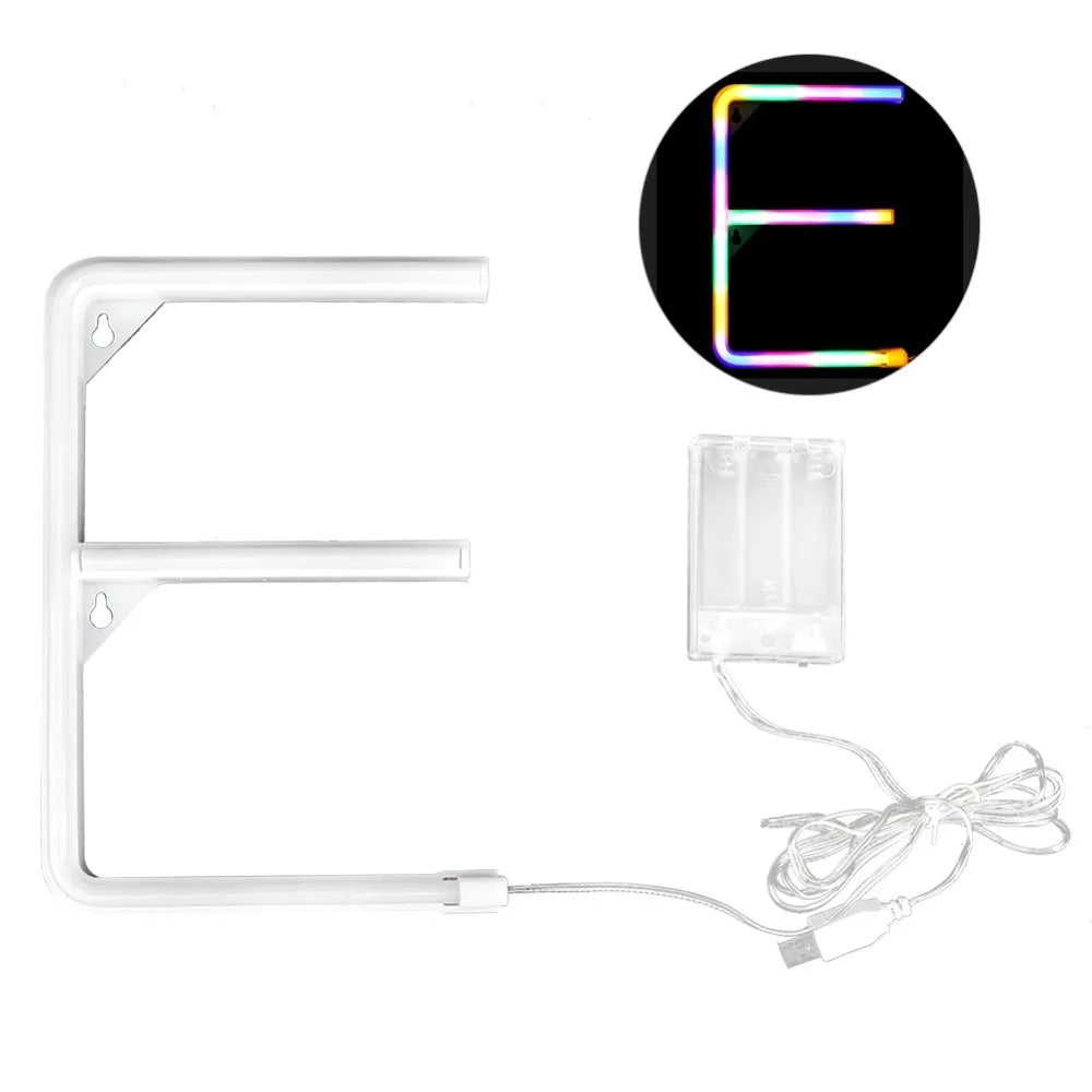 Letter E LED Neon Sign Light – USB & Battery Wall Décor