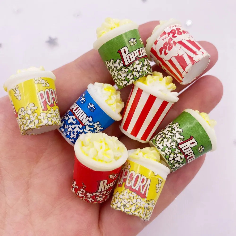 10-Piece 3D Resin Popcorn Flatback Cabochons for DIY Crafts