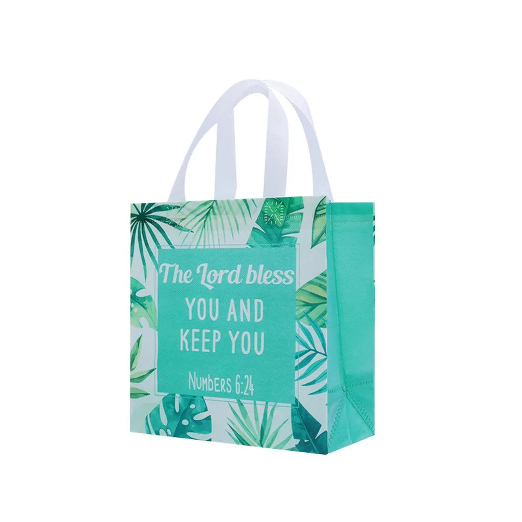 Bible Verse Floral Non-Woven Gift Tote Bag | Holiday Christmas