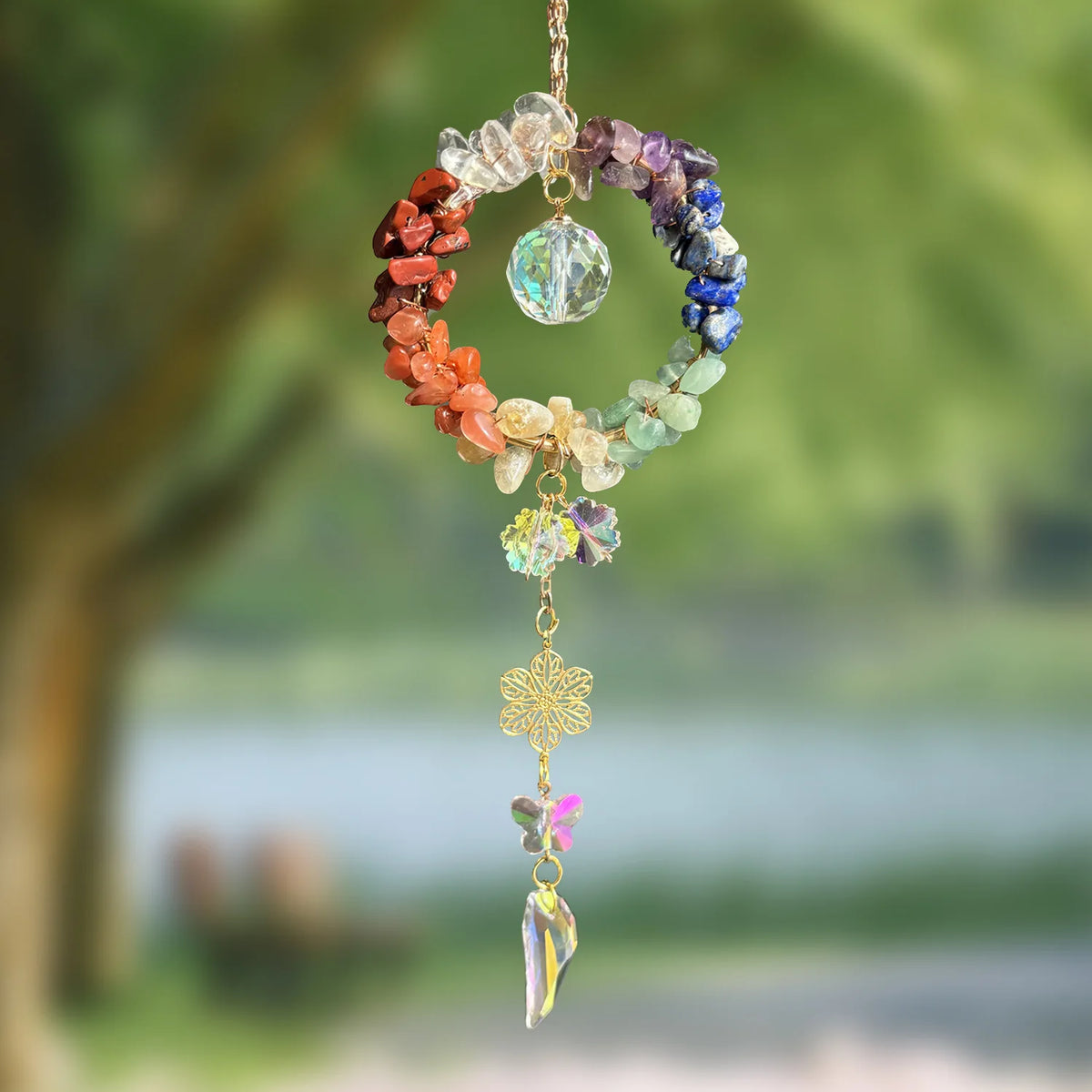 Natural Crystal Suncatcher Rainbow Prism Window & Car Ornament