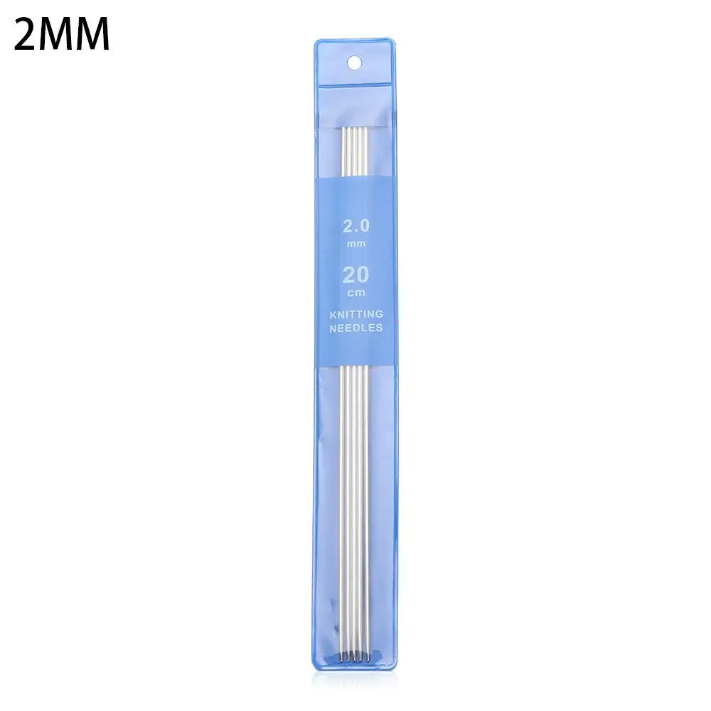 5-Piece Stainless Steel Straight Knitting Needles – 7 Sizes