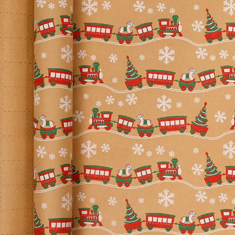 Christmas Kraft Gift Wrapping Paper Roll | Holiday & Birthday