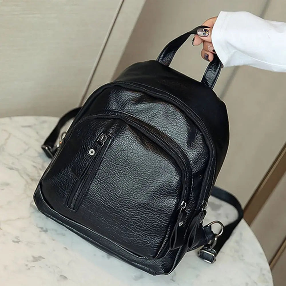 Women's Waterproof PU Leather Anti-Theft Shoulder Backpack