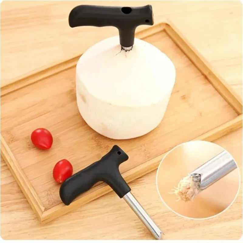 Stainless Steel Coconut Opener Driller Tool + Cleaning Stick