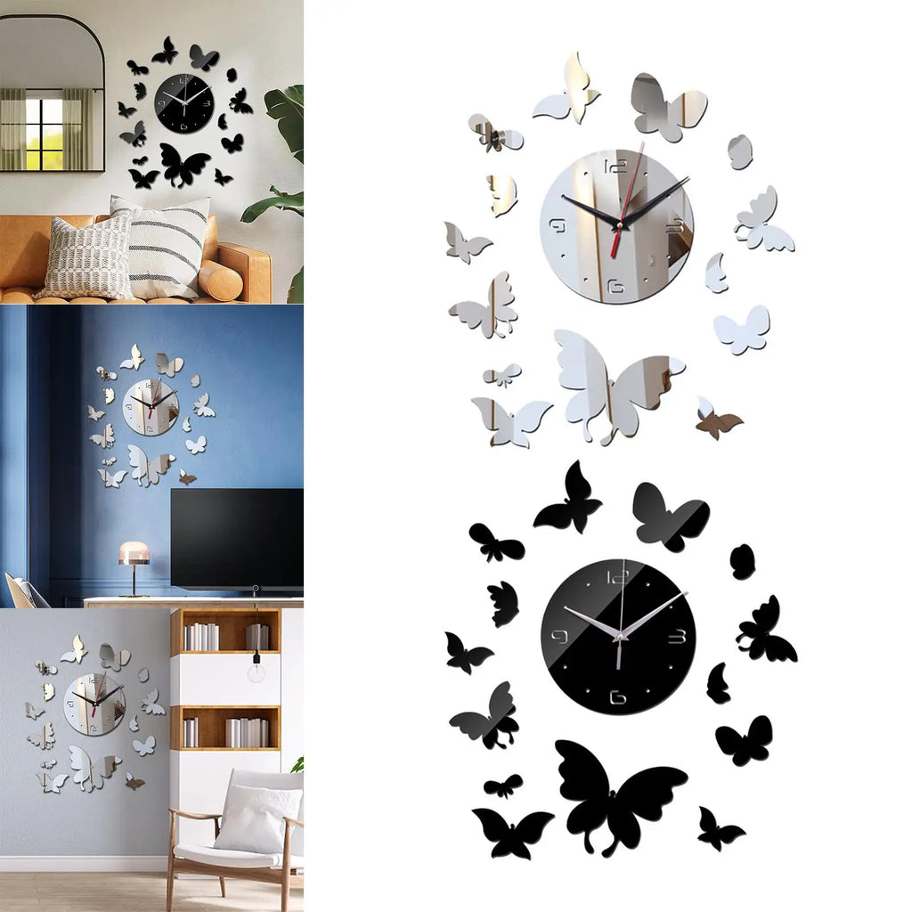 Geometric DIY Mirror Wall Clock – Silent Acrylic Home Décor
