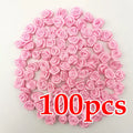 100-Pack Pink Satin Ribbon Rose Flowers 10mm | Craft Décor