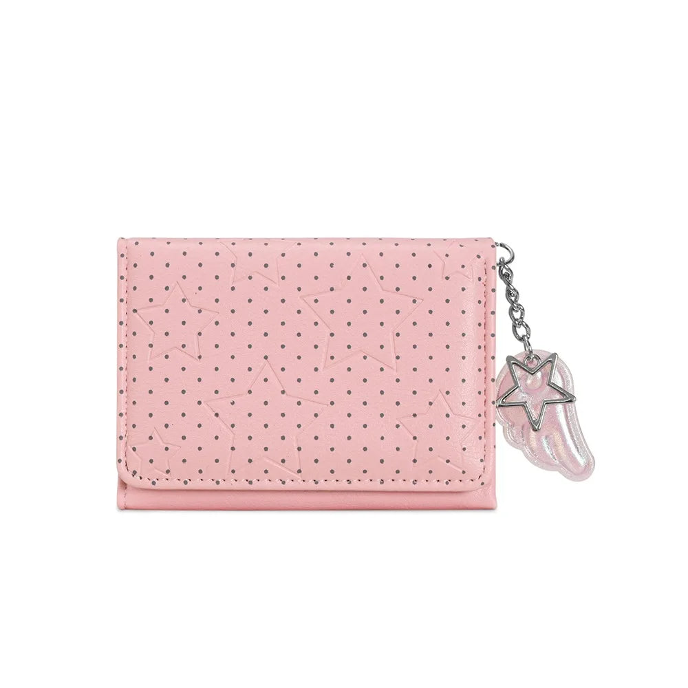 Y2K Tri-Fold PU Wallet – Star Dot Coin Purse & Card Holder