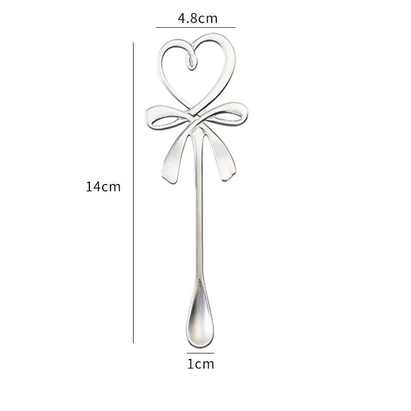 Stainless Steel Heart & Bow Spoon – Coffee & Dessert Spoon