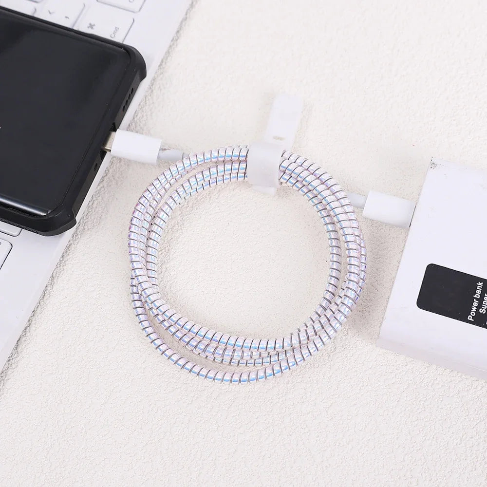 1.4M Spiral Cable Protector & Wire Winder – USB & Earphone