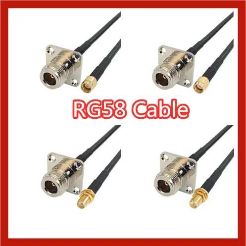 RG58 Coaxial Cable N Female Flange to RP-SMA 50 Ohm WiFi RF