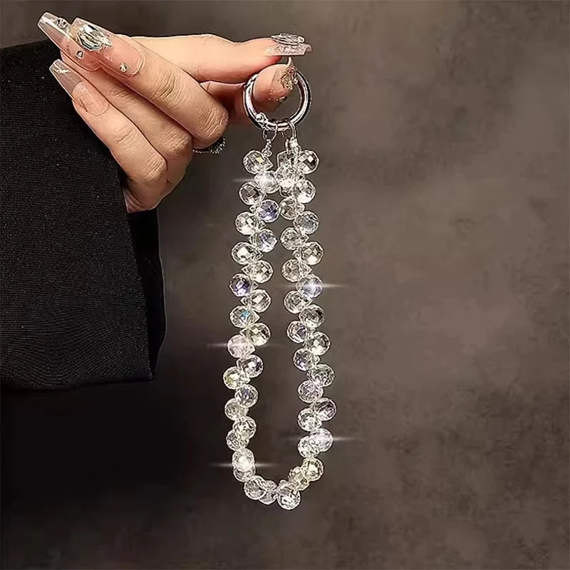 Crystal Rhinestone Bead Phone Wrist Strap Lanyard Keychain