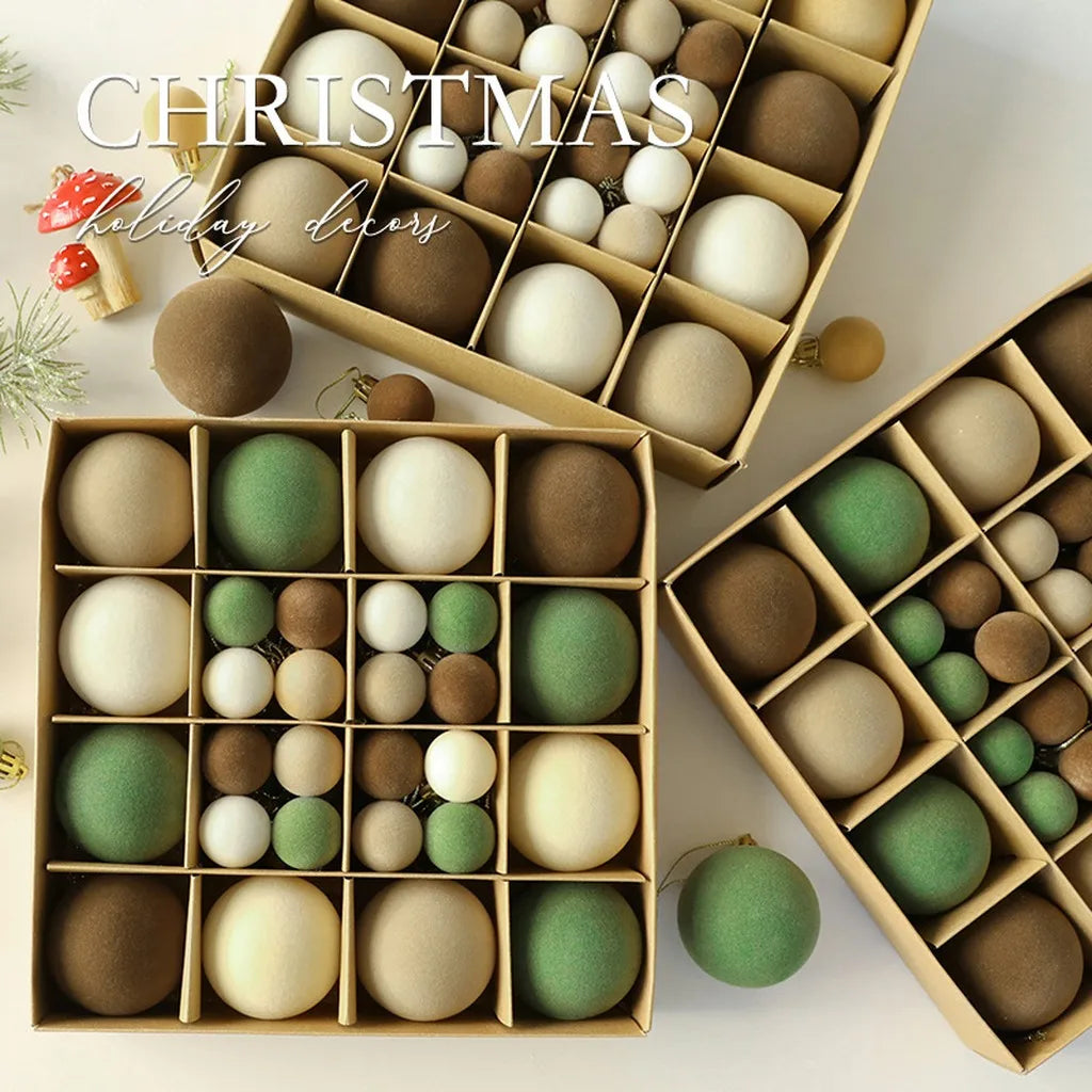 Velvet Flocked Christmas Ball Ornament Set | Tree & Mantel