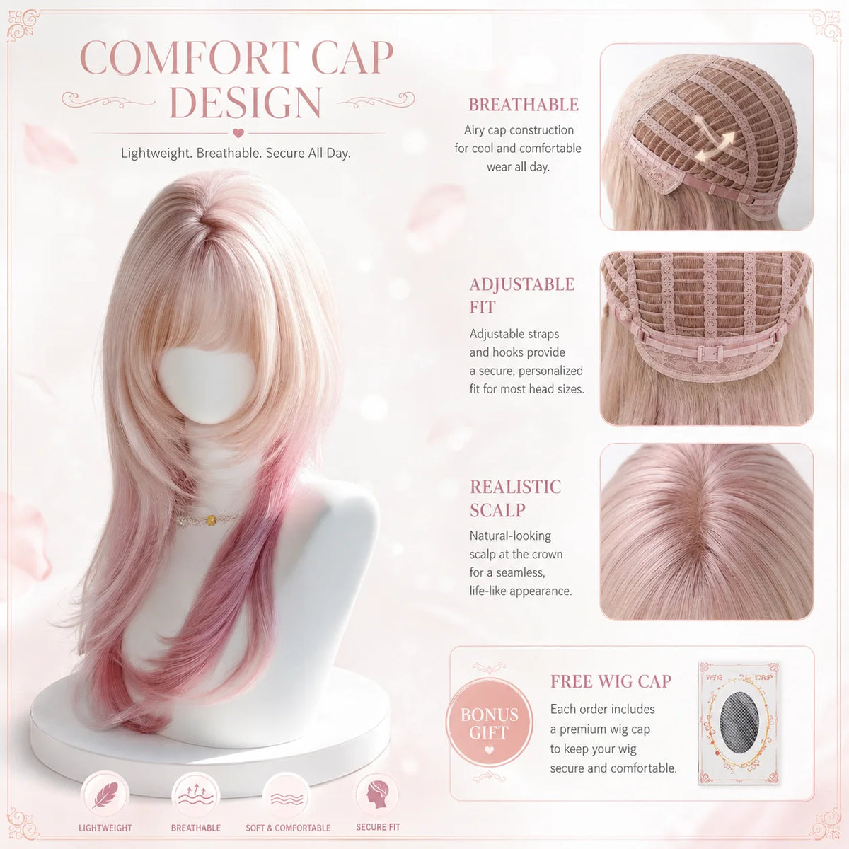 Sakura Pink Jellyfish Wave Wig – Full Headpiece for Women