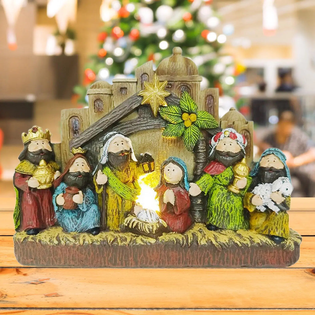 Christmas Nativity Scene Figurine Set | Resin Mantel Decor