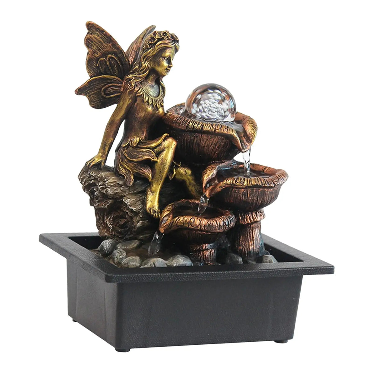 Resin Desktop Fountain Mini Waterfall with LED Rolling Light