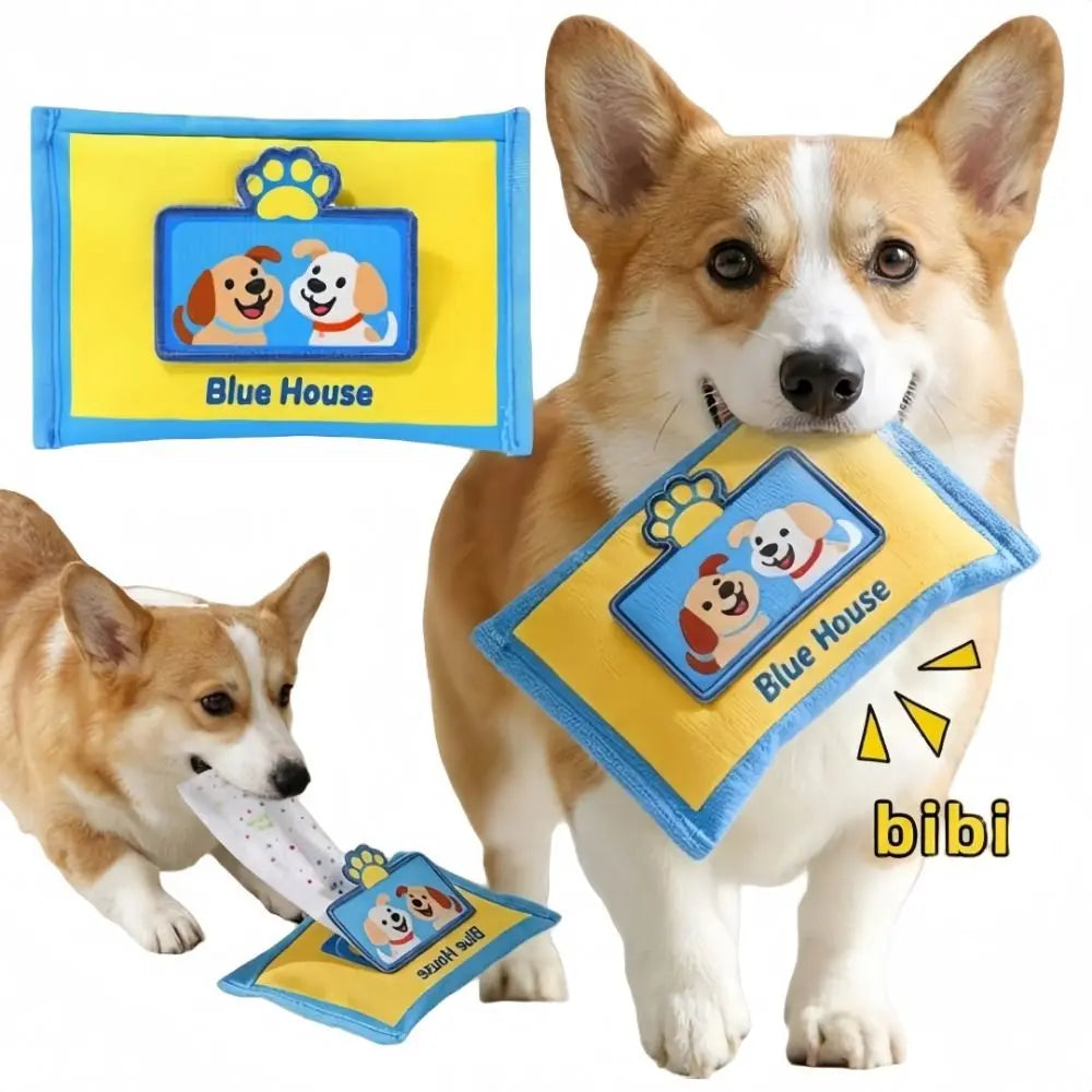 Dog Tissue Box Sniff Toy – Crinkle Squeak Enrichment Toy