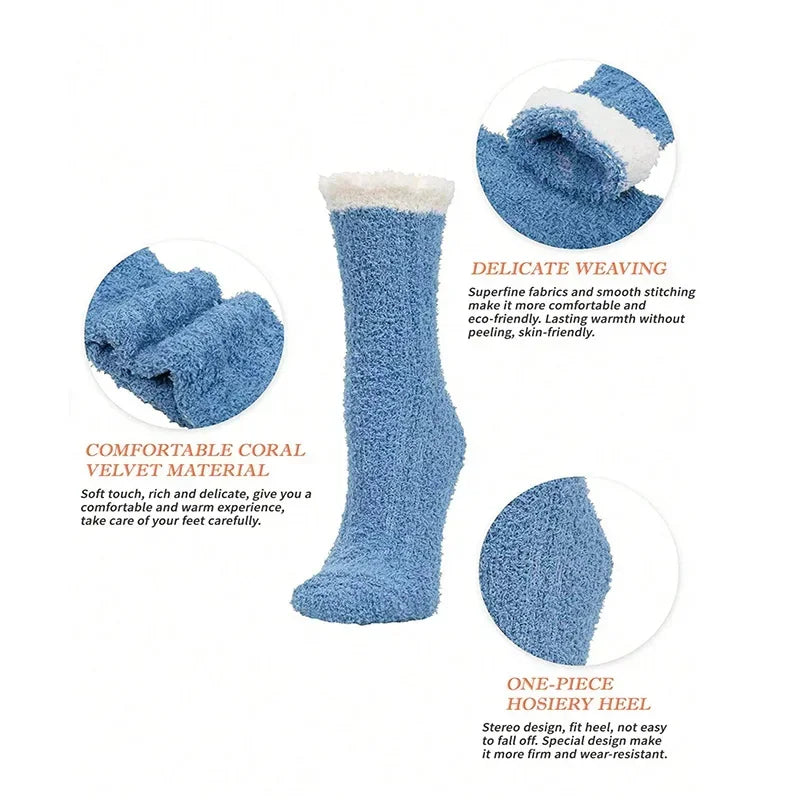 4-Pack Women's Fuzzy Thermal Crew Socks – Soft & Cozy