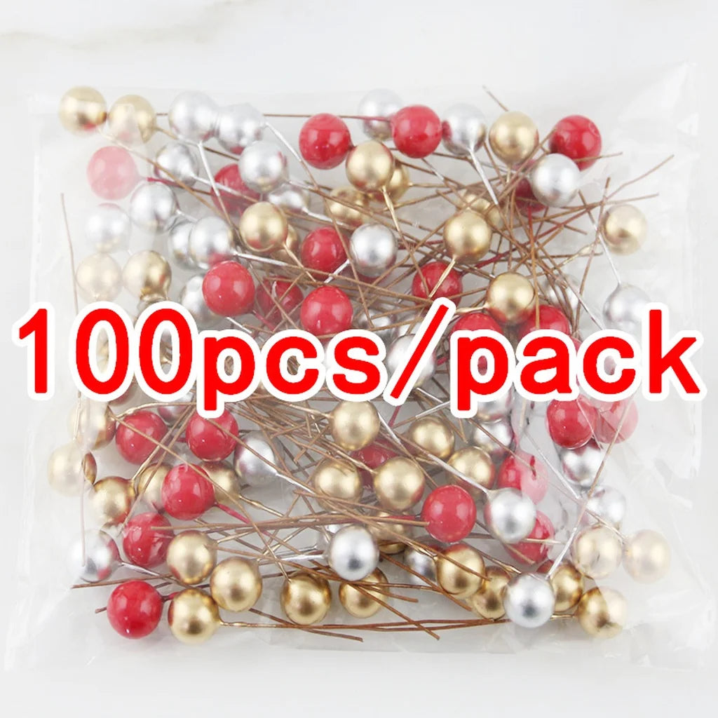 100pcs Mini Berry Picks 6cm Artificial Fruit Christmas Décor