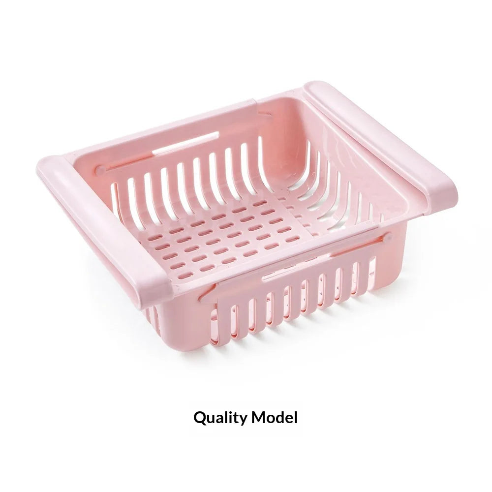 Retractable Refrigerator Storage Box & Egg Organizer Rack