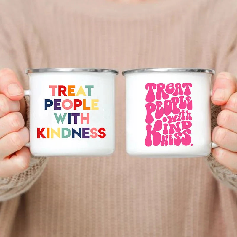 Treat People with Kindness Vintage Enamel Coffee Mug