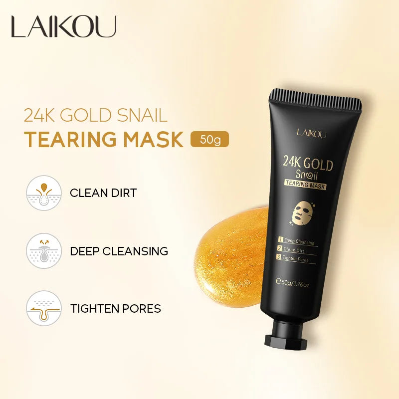 LAIKOU 24K Gold Snail Collagen Peel-Off Face Mask 50g