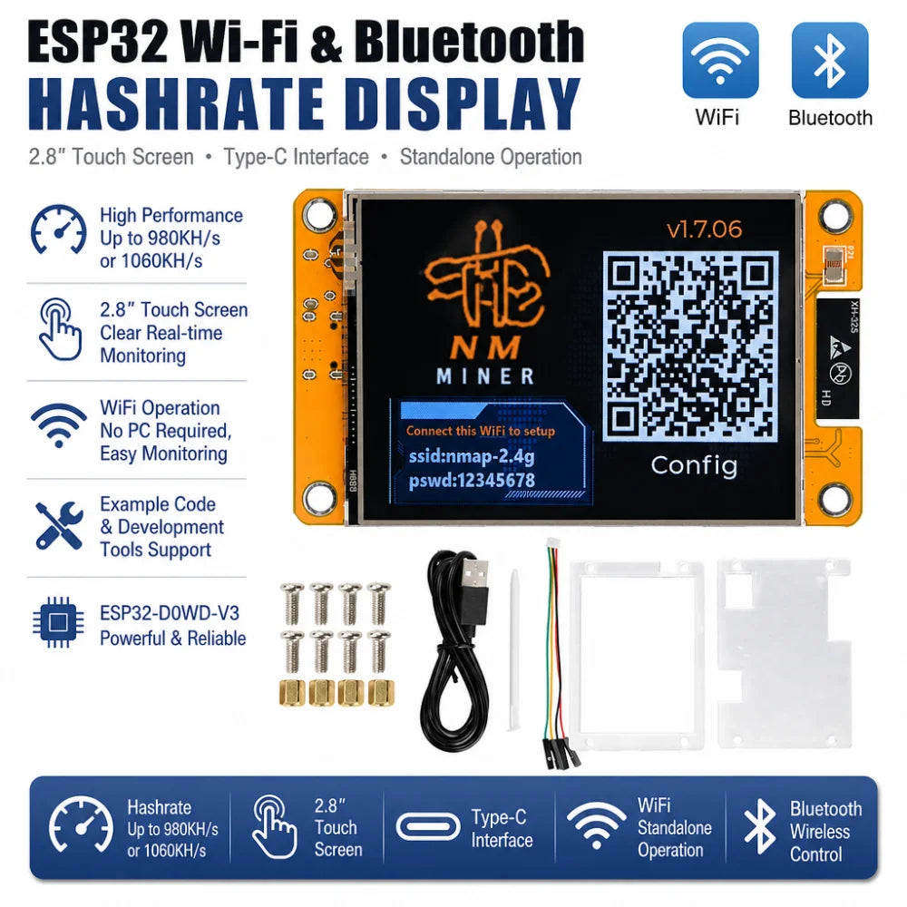 ESP32 Wi-Fi Bluetooth Dev Board 2.8" Touchscreen Type-C