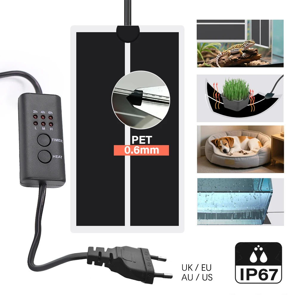 N271 Reptile Heating Mat 5W–45W | Timer & Temp Control