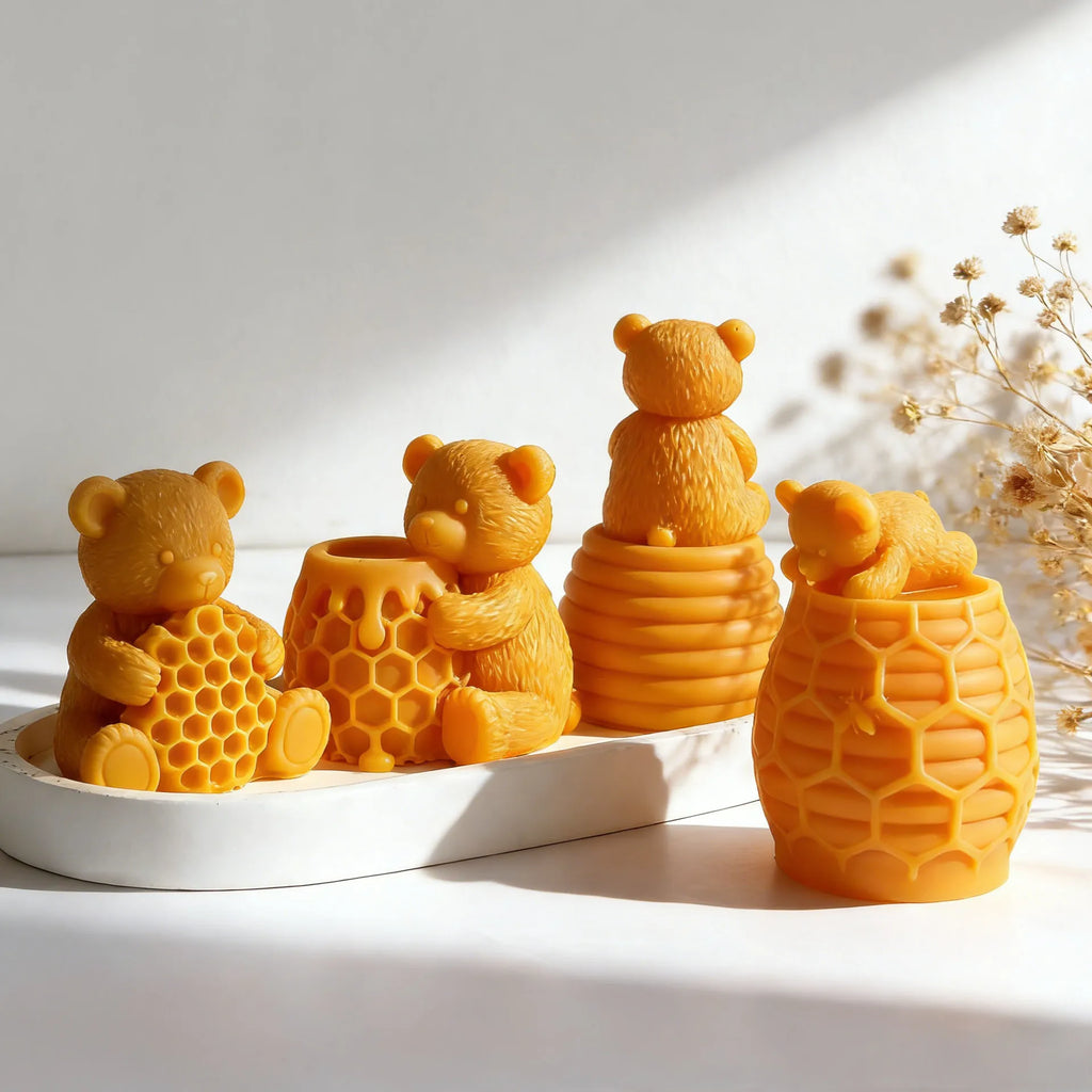 Silicone Honeycomb Bear Mold – DIY Candle & Resin Craft