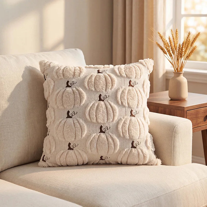 VIKAMA 3D Plush Pumpkin Throw Pillow Cover | Fall Halloween Decor