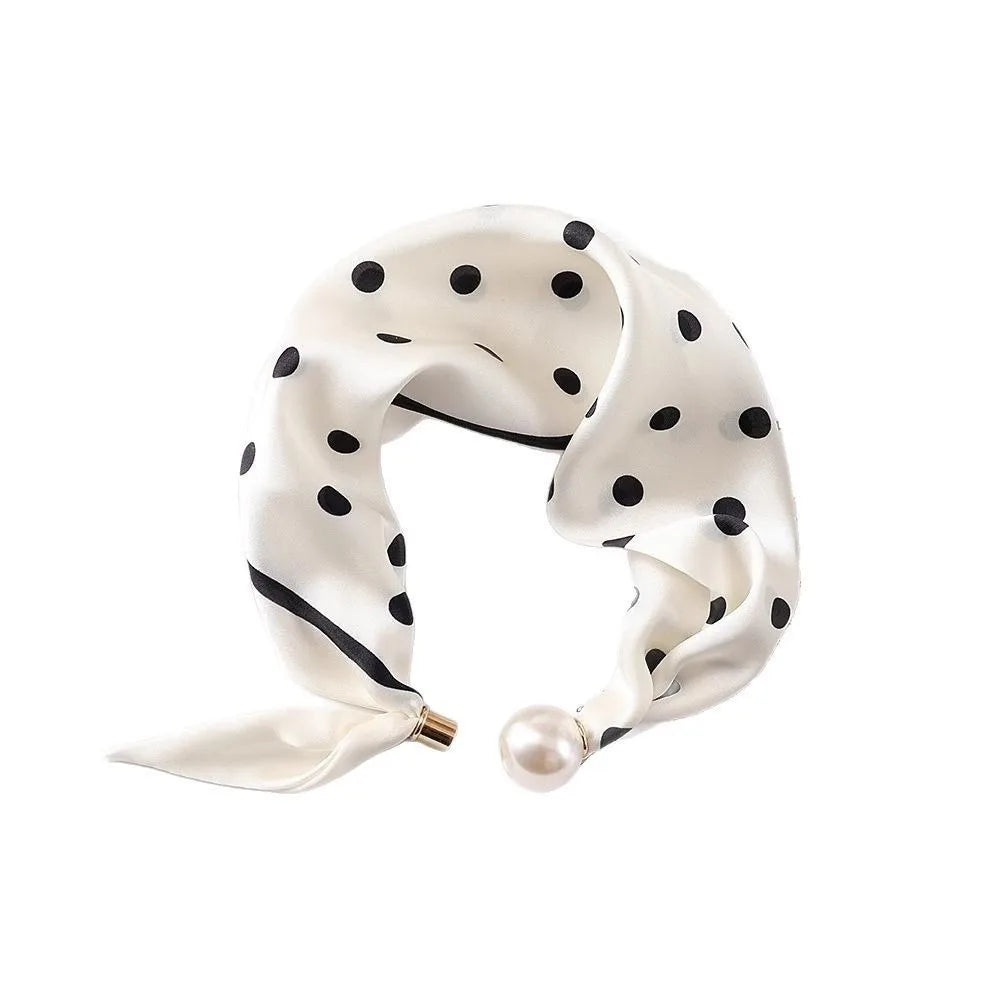 Pearl Buckle Printed Neck Scarf – Lightweight Women's Neckerchief