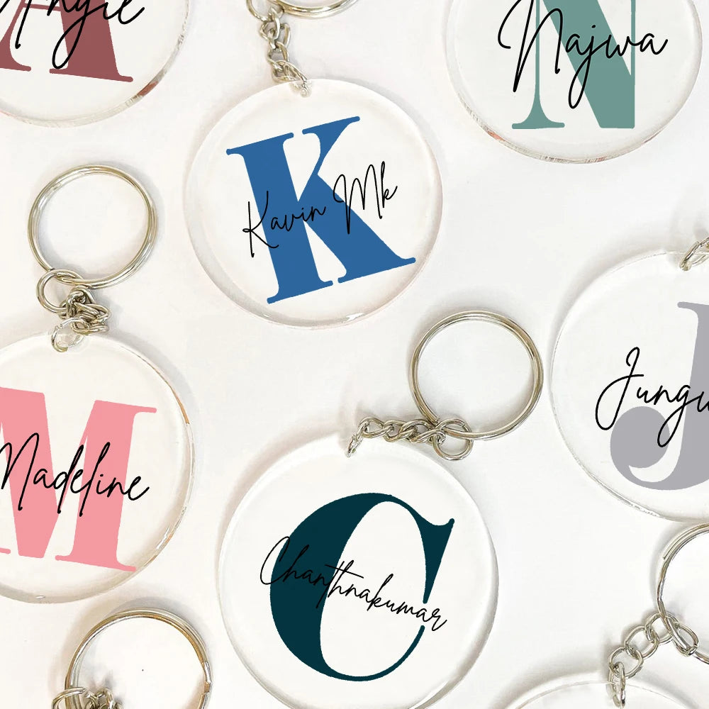 Personalized Initial Letter Acrylic Keychain | Custom Name Gift