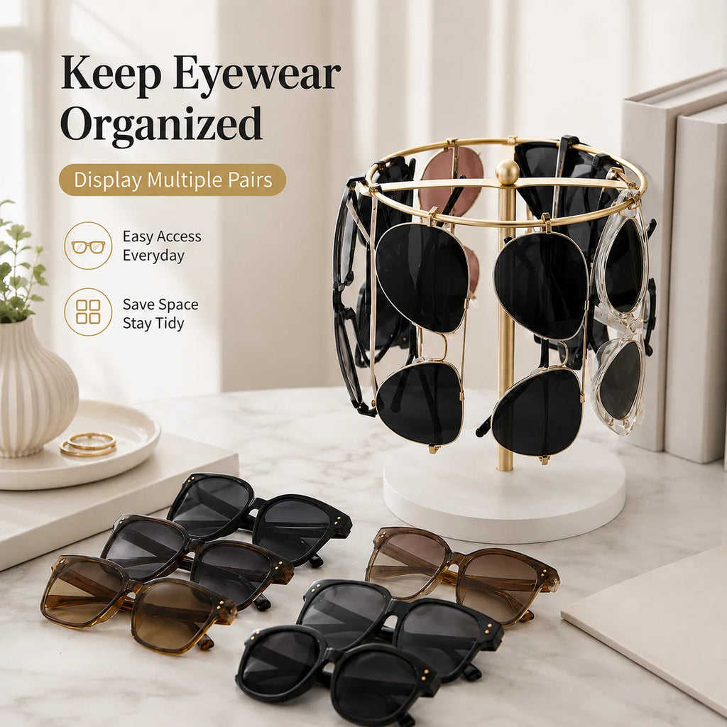 360° Rotating Sunglasses Organizer Stand | Desktop Eyewear Rack