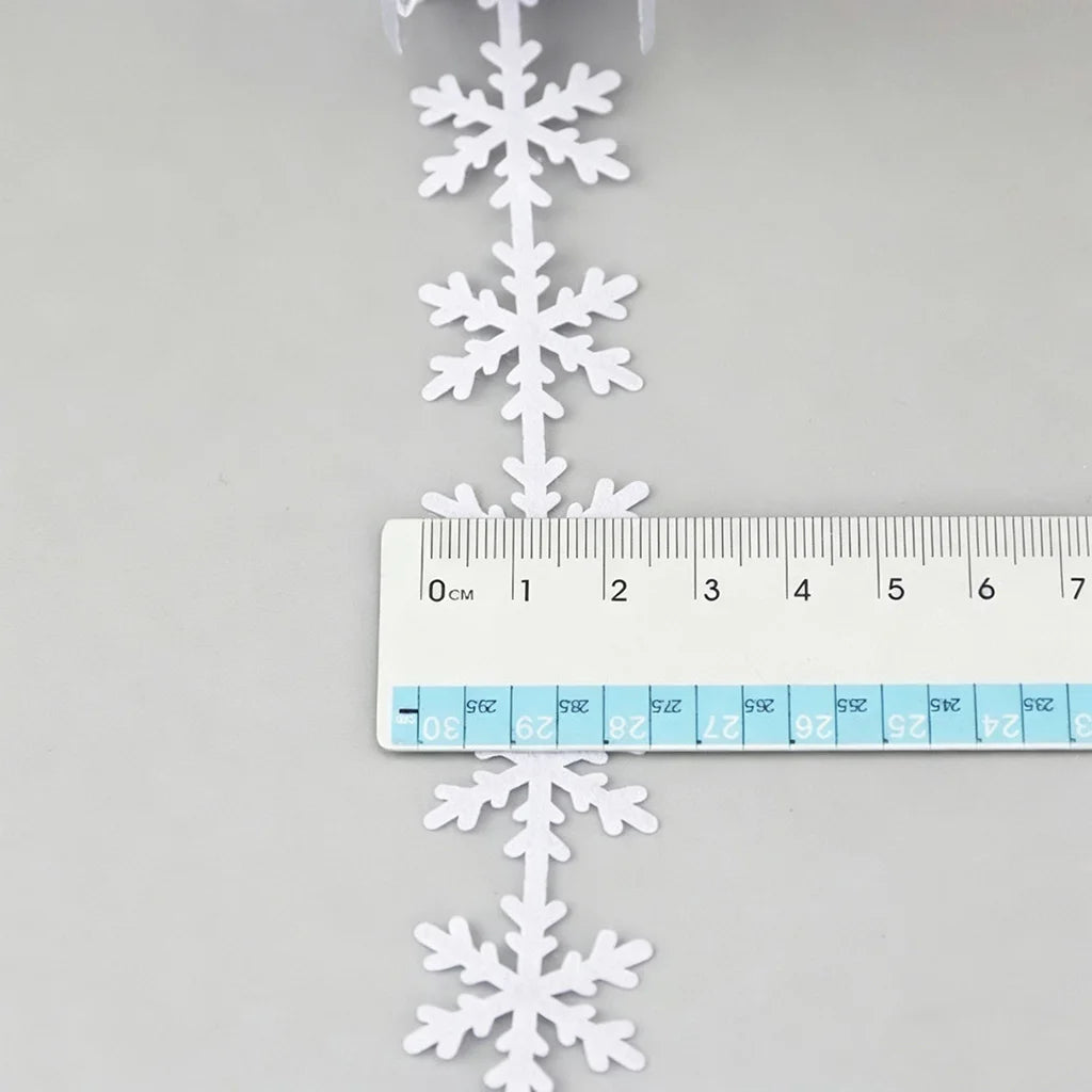 5M Christmas Snow Embossed Nonwoven Ribbon Lace 25mm Wide