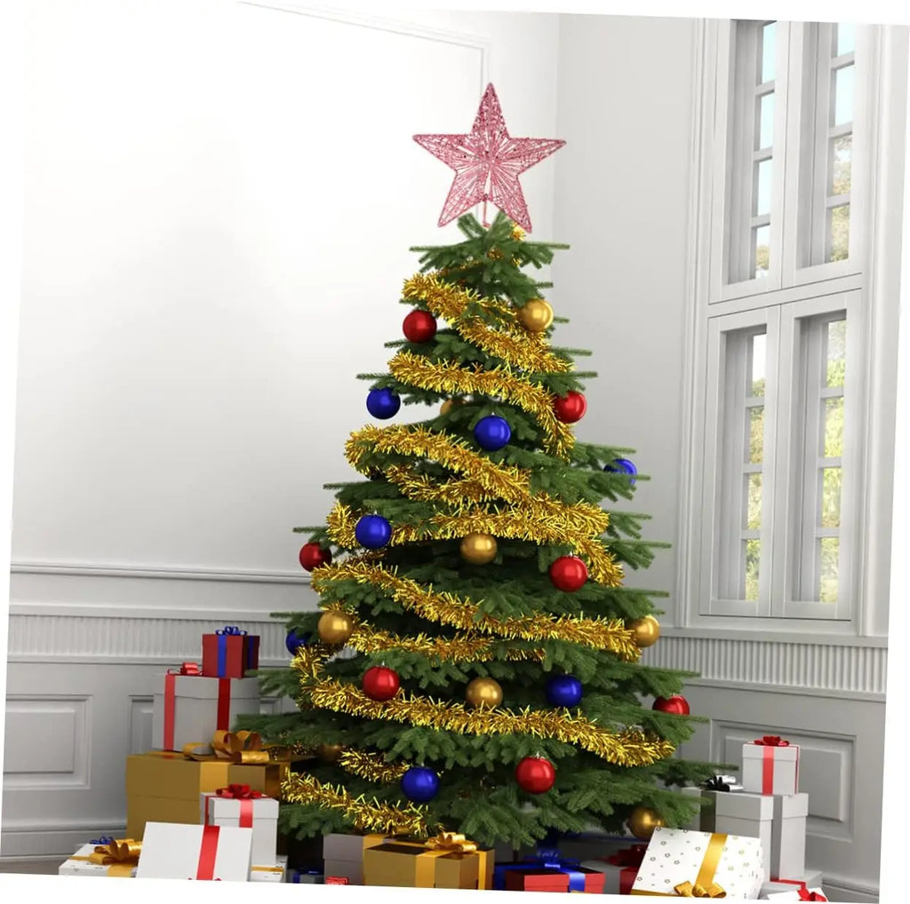 Pink Pentagon Star Christmas Tree Topper | Hollow Metal