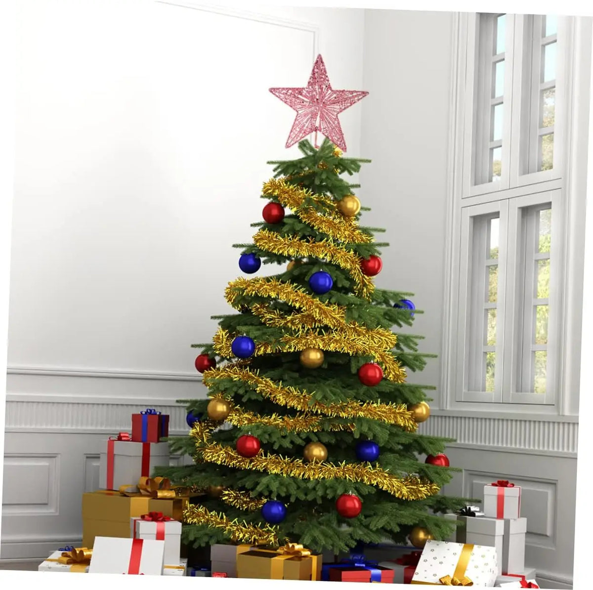 Pink Pentagon Star Christmas Tree Topper | Hollow Metal
