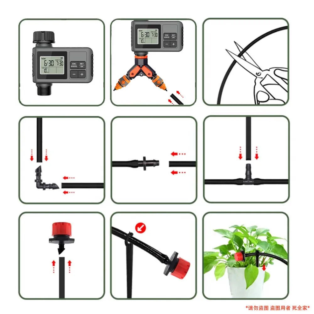 LCD Timer Drip Irrigation Set – Automatic Garden Watering System