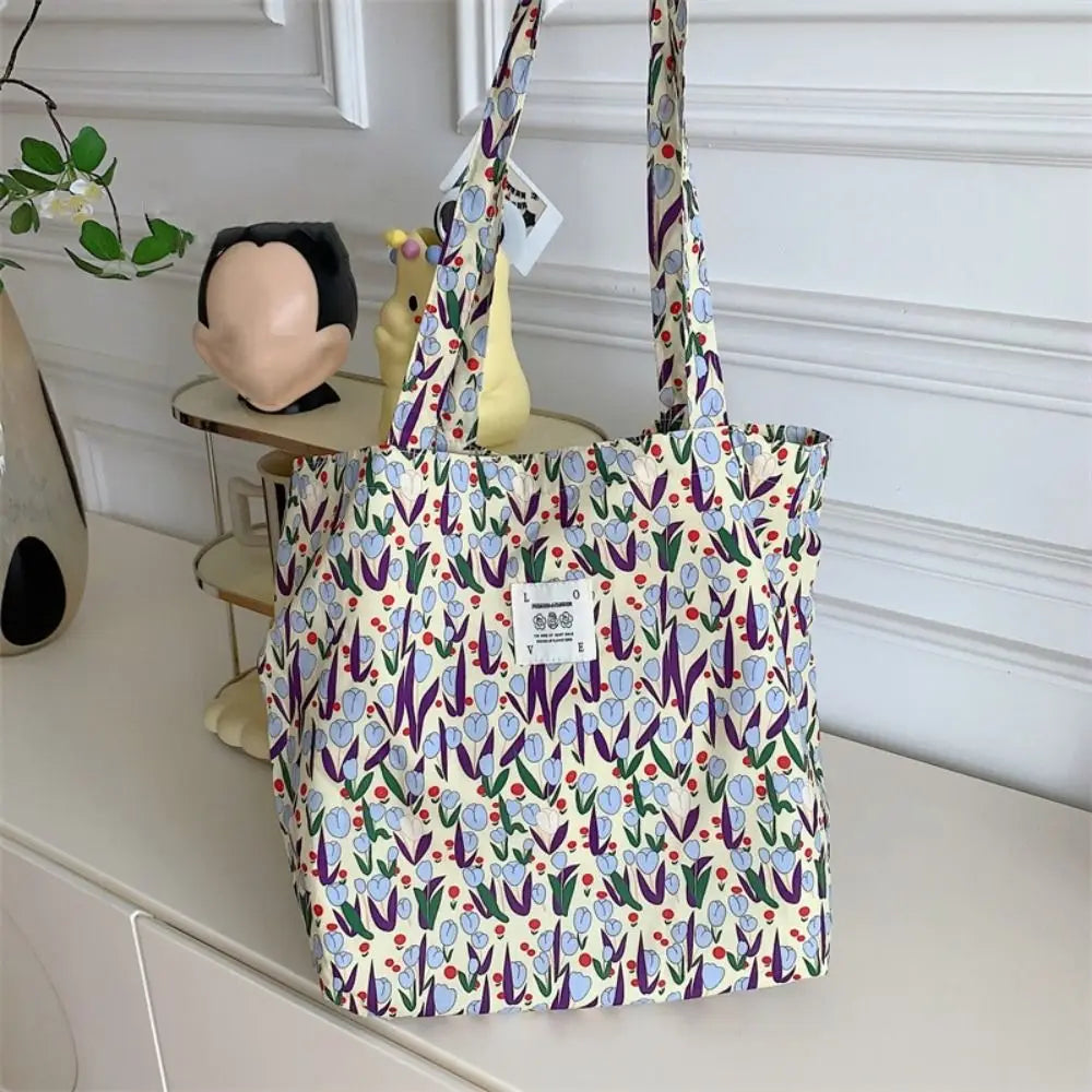Women's Vintage Floral Cotton Shoulder Bag – Large Tote