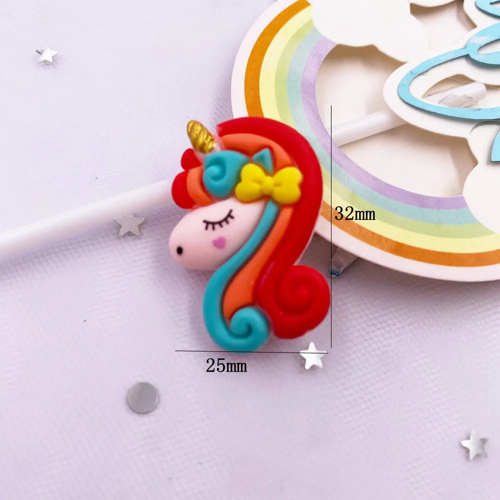 10PCS Kawaii Resin Unicorn Flatback Figurines | DIY Craft Décor