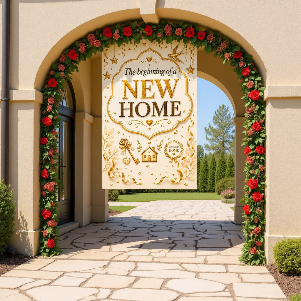 Welcome Home Housewarming Backdrop Banner 180x90cm Indoor