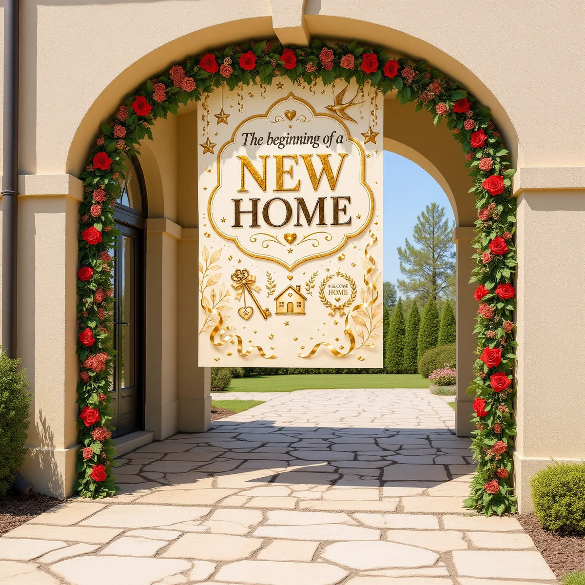 Welcome Home Housewarming Backdrop Banner 180x90cm Indoor