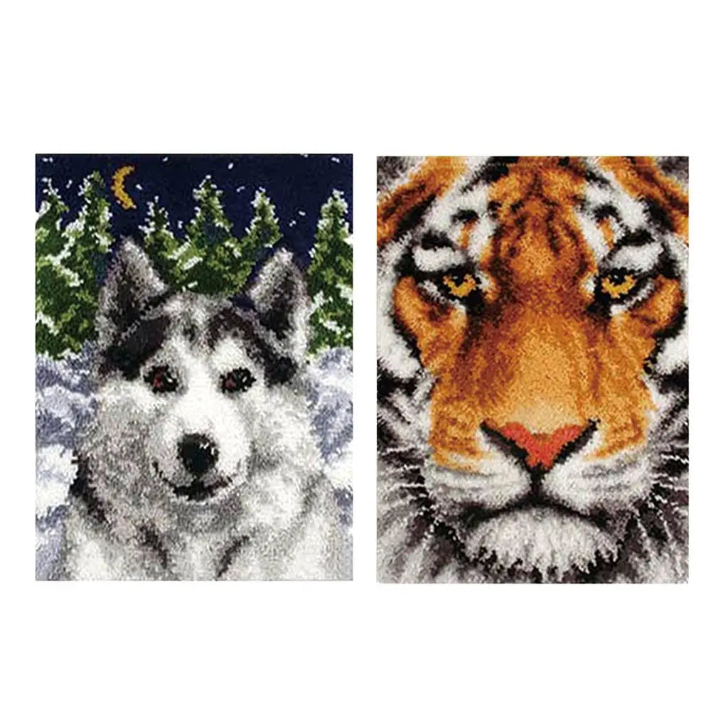 DIY Latch Hook Kit – Printed Canvas Rug, Pillow & Tapestry Set