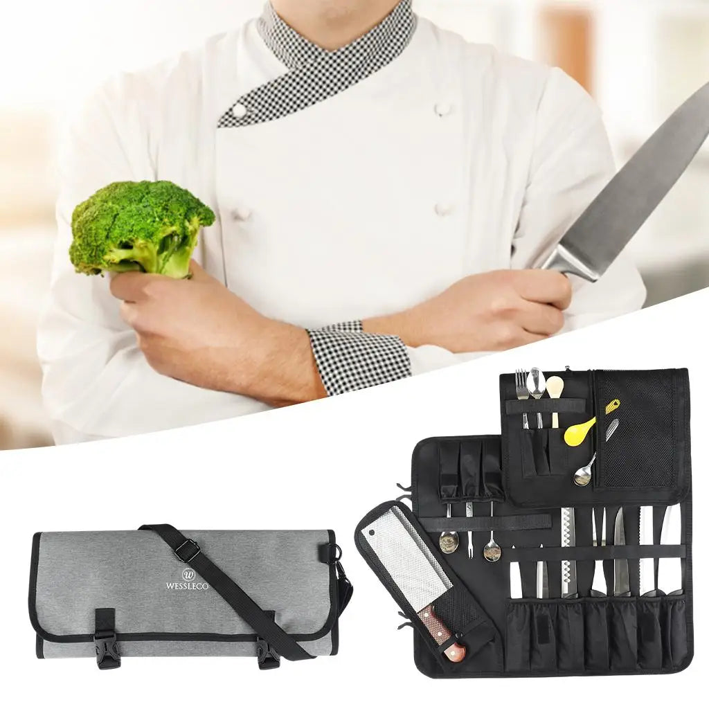 Kesoto Chef Knife Roll Bag – 14-Slot Kitchen Tool Organizer